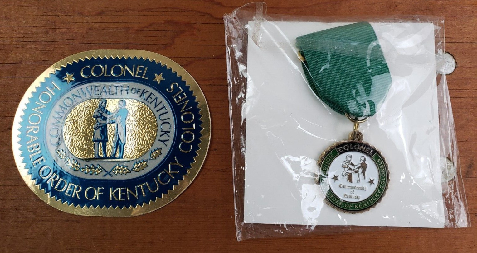 Honorable Order Kentucky Colonel Medal  Badge 2014 NOS with Sticker IDed