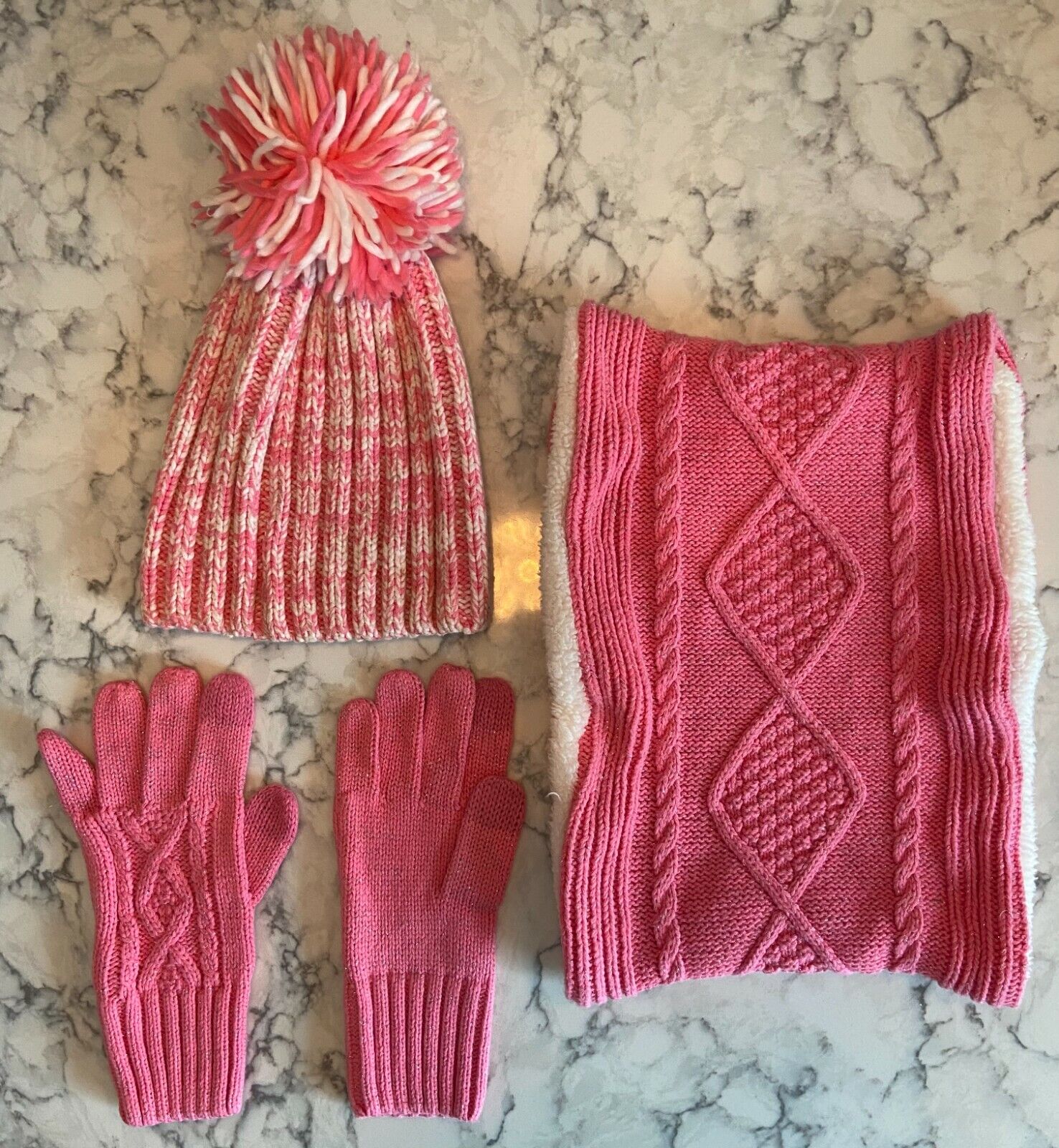 Girls’ Hanna Andersson Hat, Cowl / Scarf And Gloves Set, Size Large