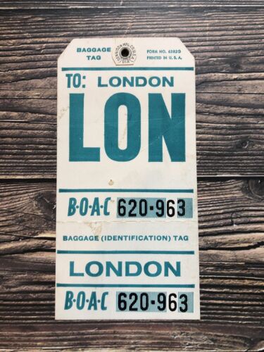 Boac London Lon Vintage Baggage Tag British Overseas Airways England
