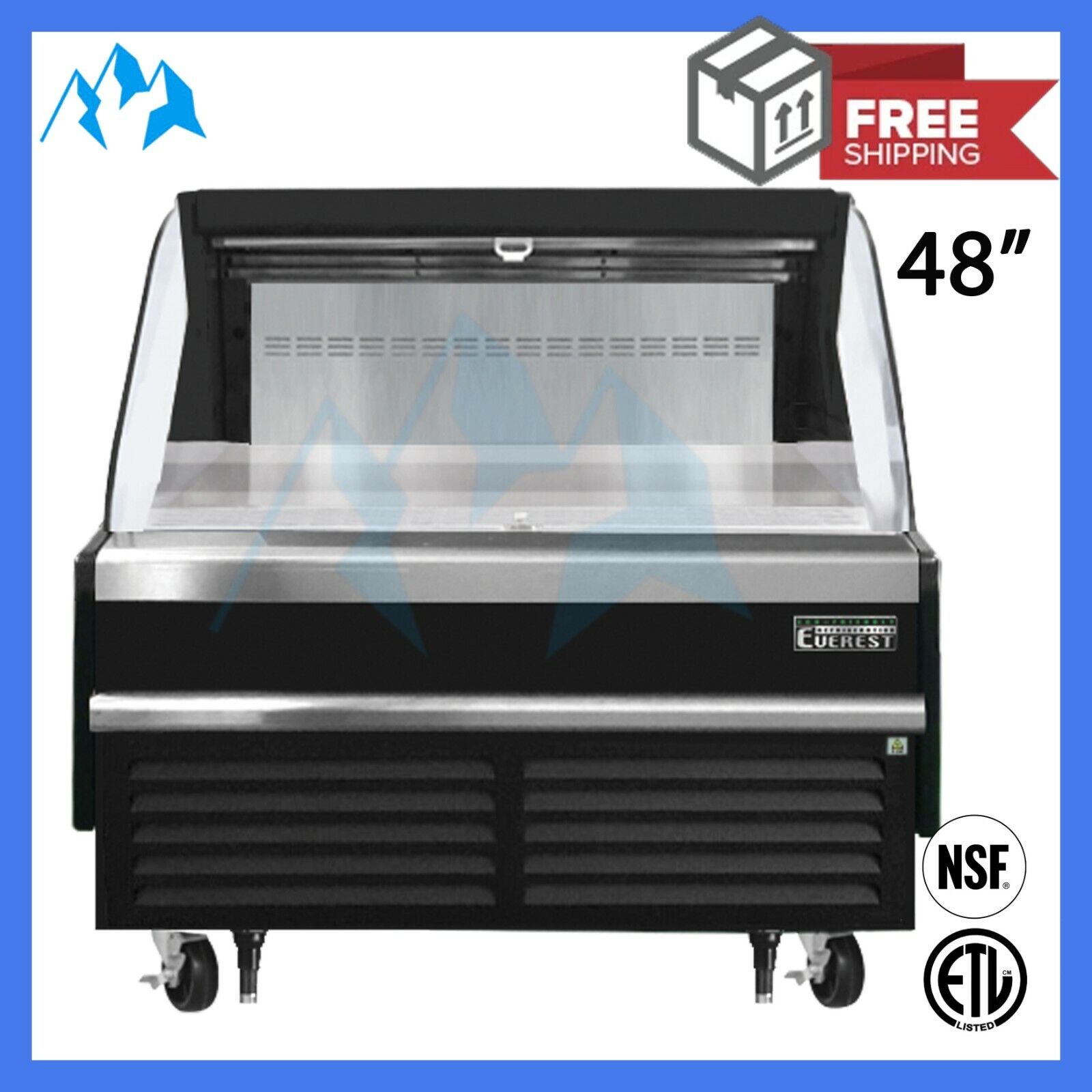 48" Open Air Curtain Refrigerator Commercial Open Display Cooler Merchandiser