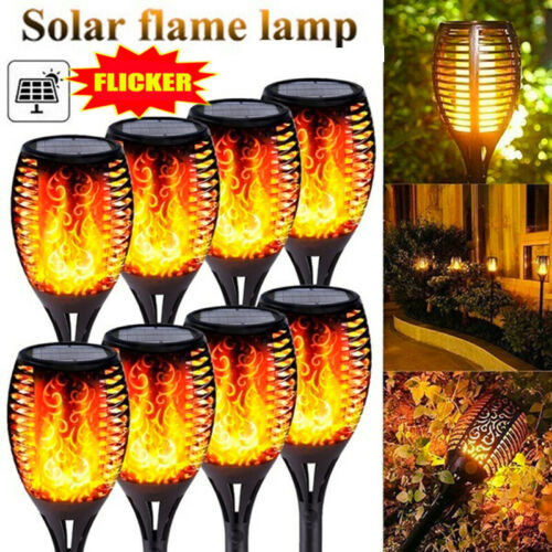10PC Solar Torch Light LED Flickering Flame Outdoor Garden Yard Lamp Waterproof