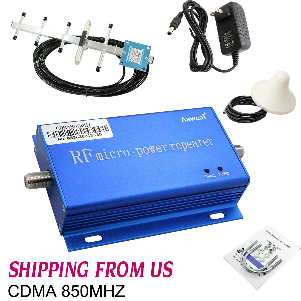 Cdma 850mhz Cell Phone Signal Booster Amplifier Home Mobile Repeater Antenna Kit
