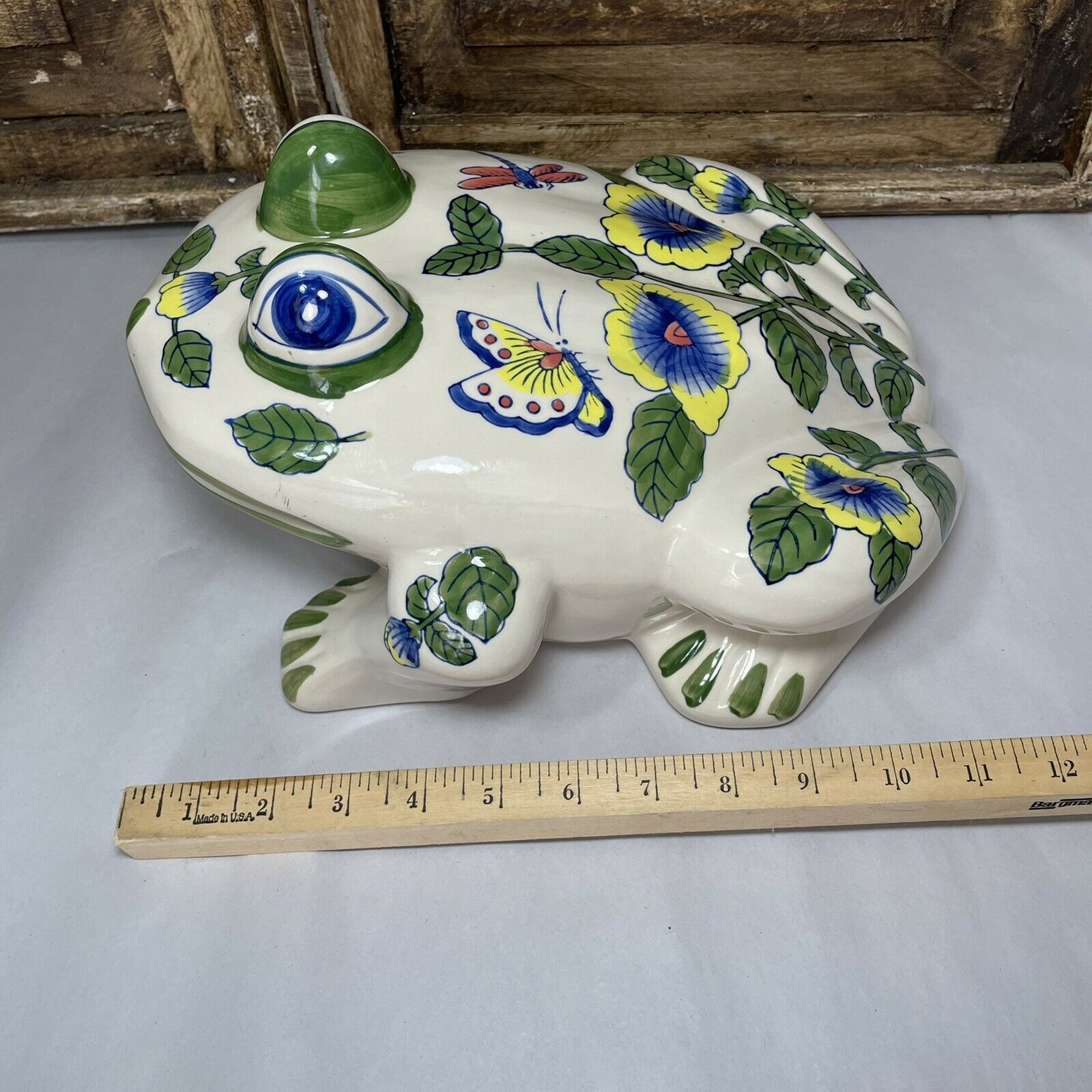 Vintage Hand Painted Decorative Frog Toad Ceramic Pottery Multicolored