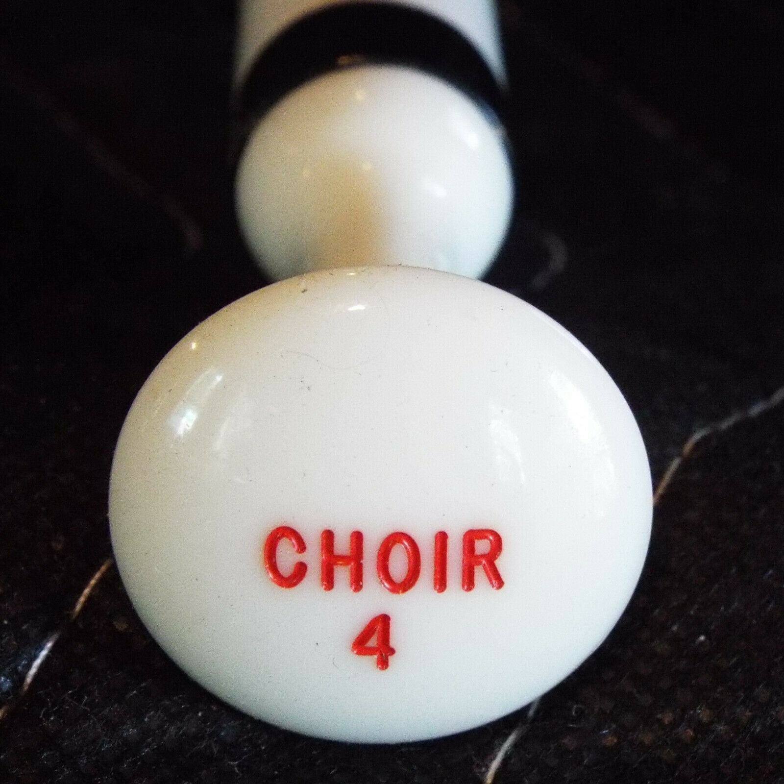 M.P. Moller PIpe Organ CHOIR 4 (in red) Drawknob Keychain Christmas Ornament