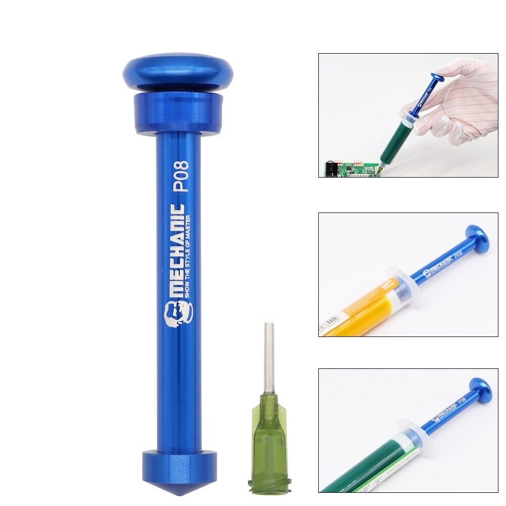 Precision Metal Syringe Plunger + Nozzle For Flux Solder Paste Soldering Smd Bga