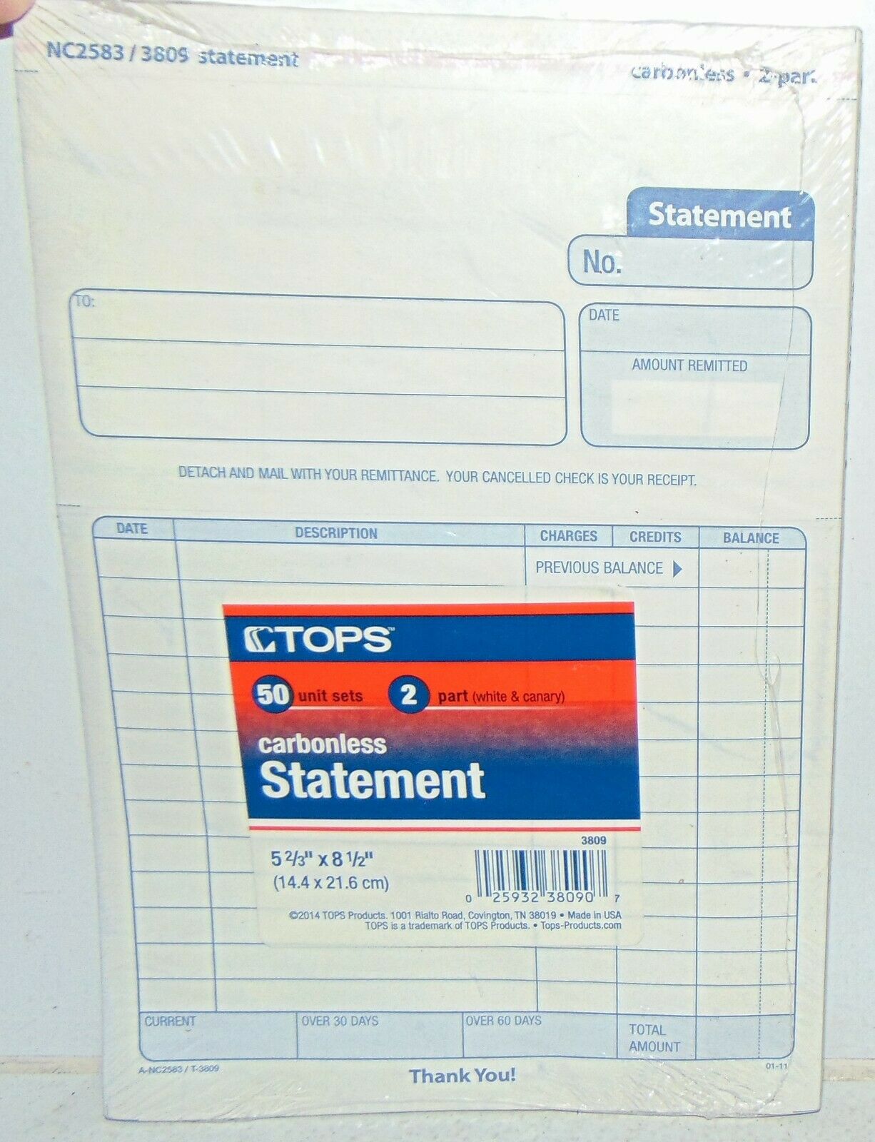 TOPS Carbonless 2 Part Statement Paper Pad 50m Unit Sets