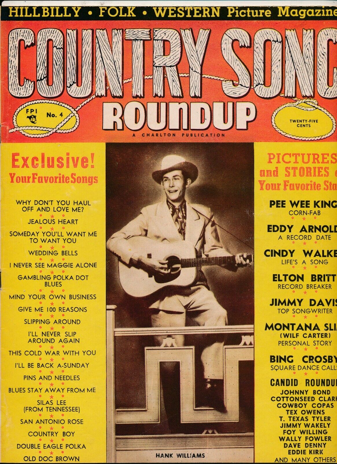Country Song Roundup # 4 Feb. 1950 Hank Williams RARE Fourth Issue!