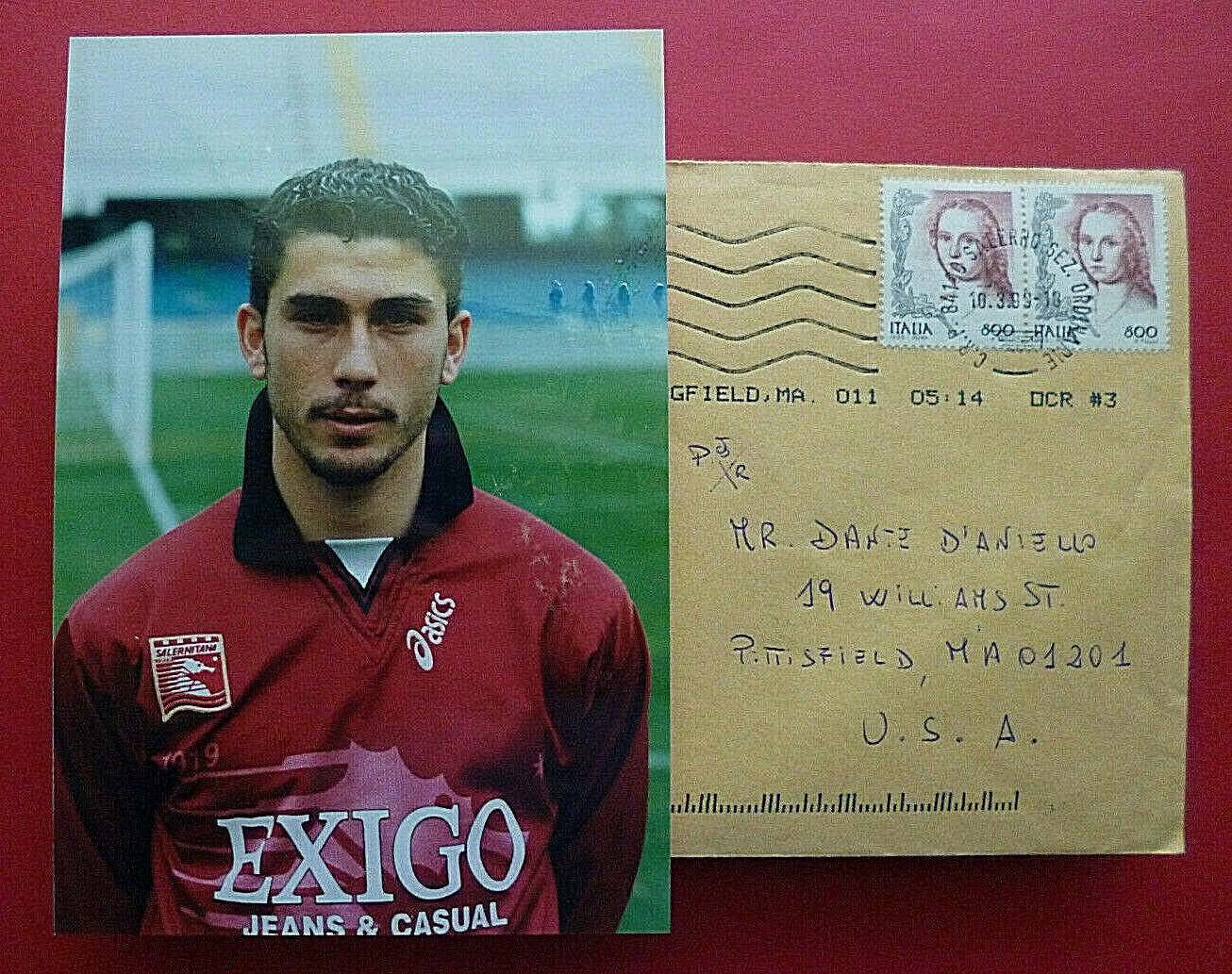 March 10,1999 Autograph Photo *marco Di Vaio* Salernitana Top Scorer W/envelope
