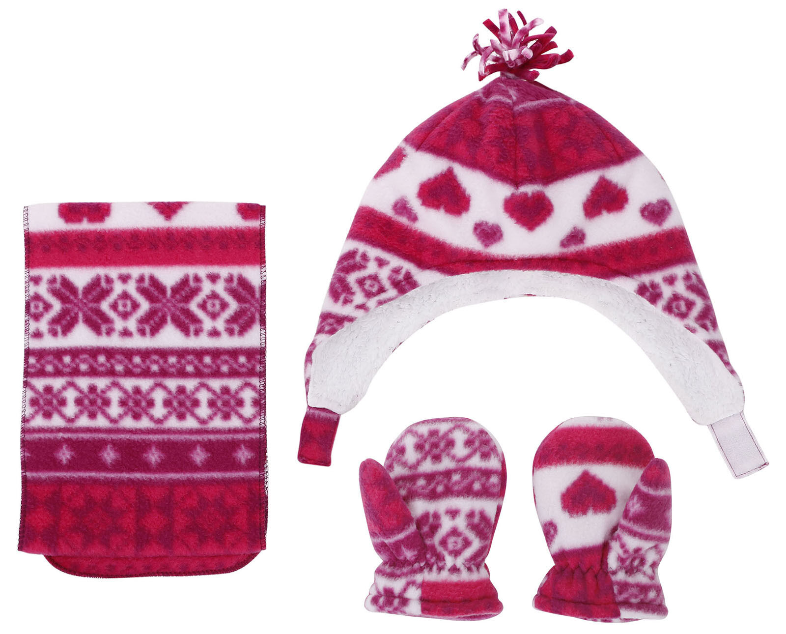 Baby Kids Winter Warm Fleece Scarf Mittens Gloves Beanie Hat Set