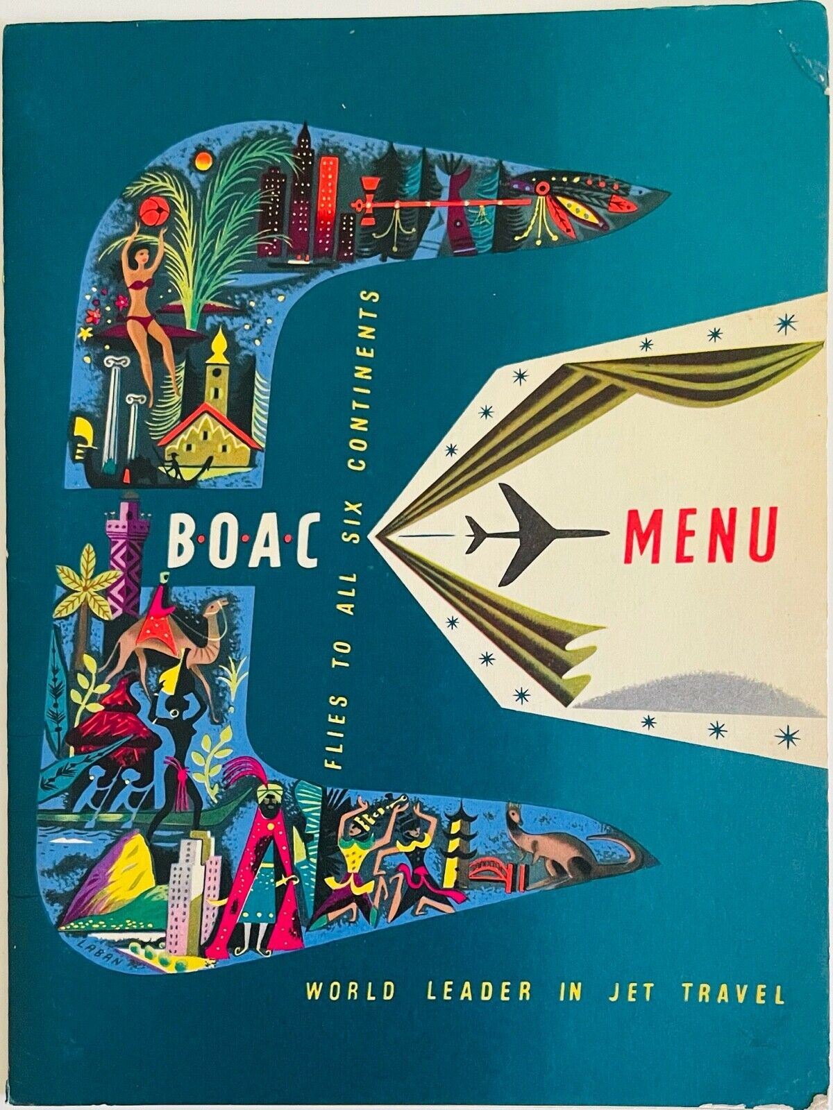 Boac Airlines Menu - First Class - 1960’s
