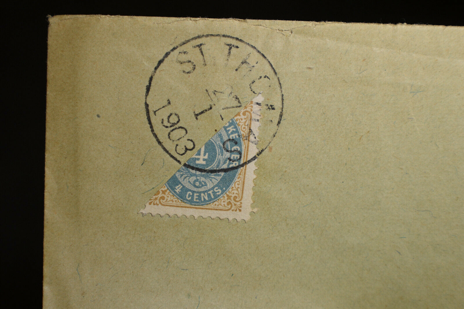 1903 Danish West Indies 18a Diagonal Half USED on Cover