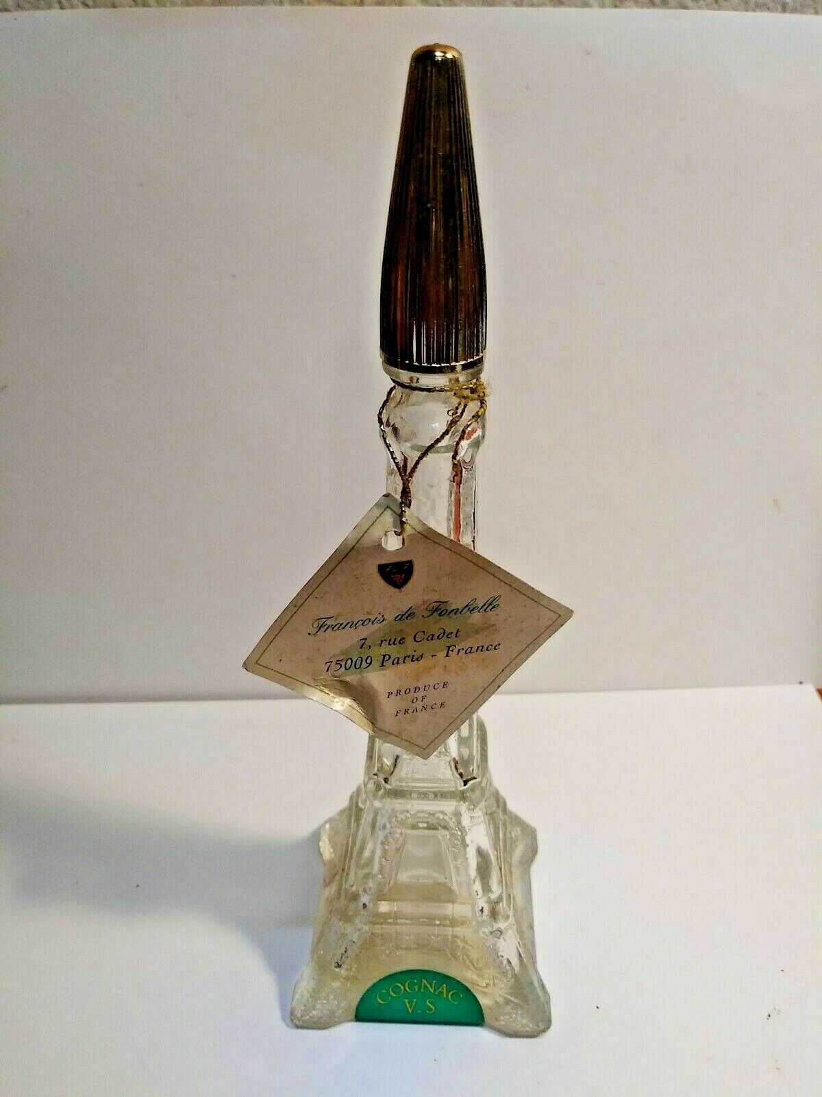 1998 Mini Eiffel Tower  Francous De Fonbelle Cognac Bottle Empty Mr
