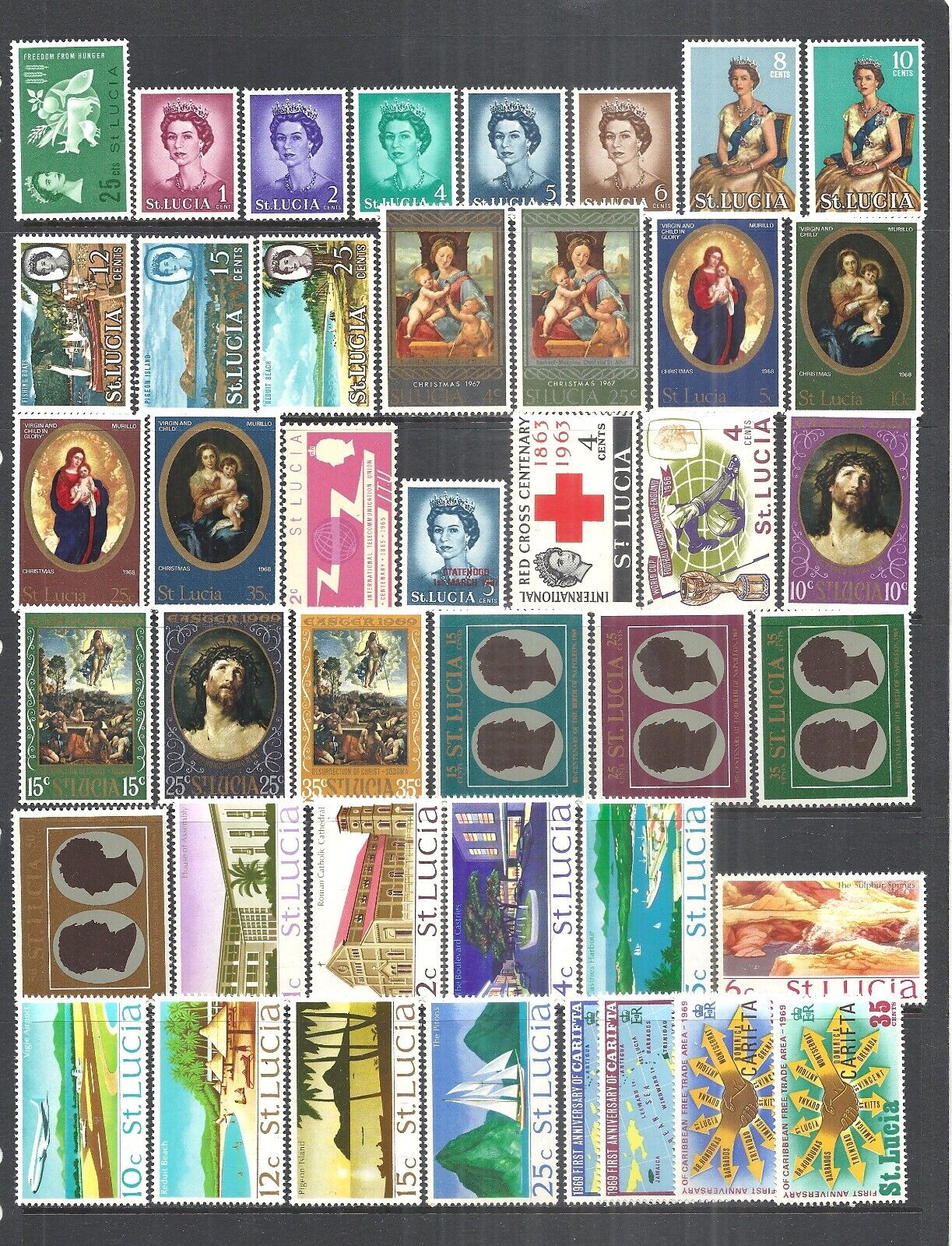 ST. LUCIA     VARIOUS MINT HINGED ISSUES      1963 - 1973