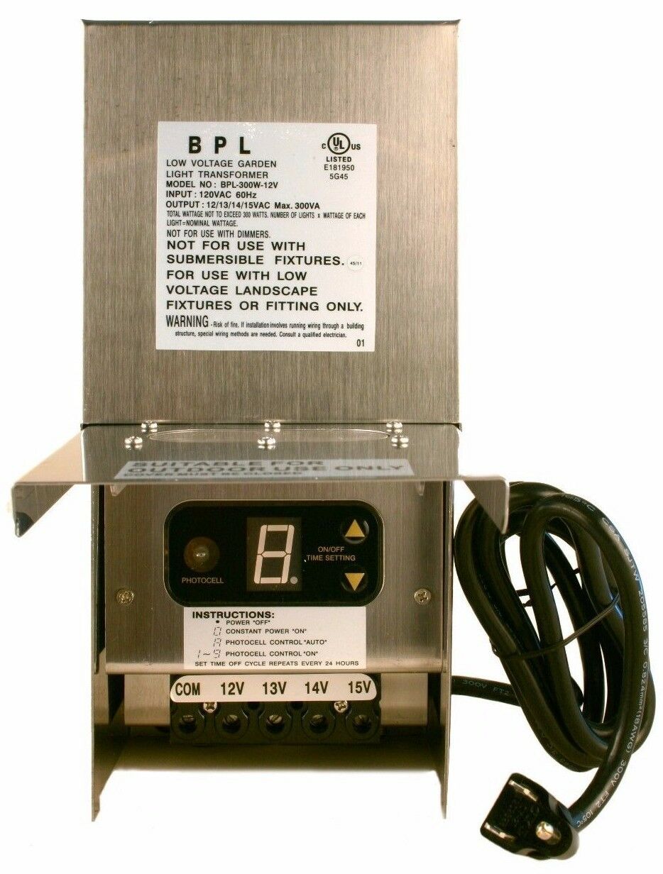 60 150 300 600 Watt Low Voltage Landscape Light Transformer 12-15 Volt Multi-tap