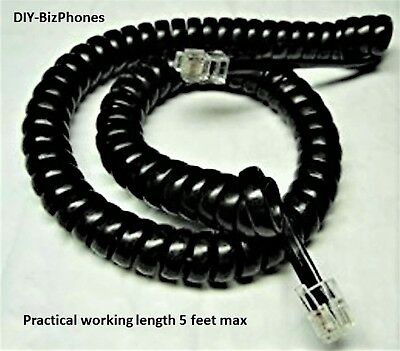 Office Phone Handset Cord Curly Coil Receiver Telephone Cable 4p4c 9 Ft Black