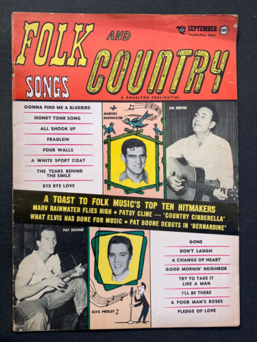 Folk And Country Songs September 1957 Magazine Vintage Elvis Pat Boone Charlton