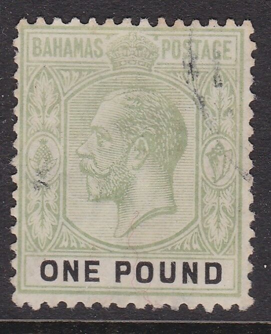 BAHAMAS....  1912  £1 green/black used, Sc56.... cv $425