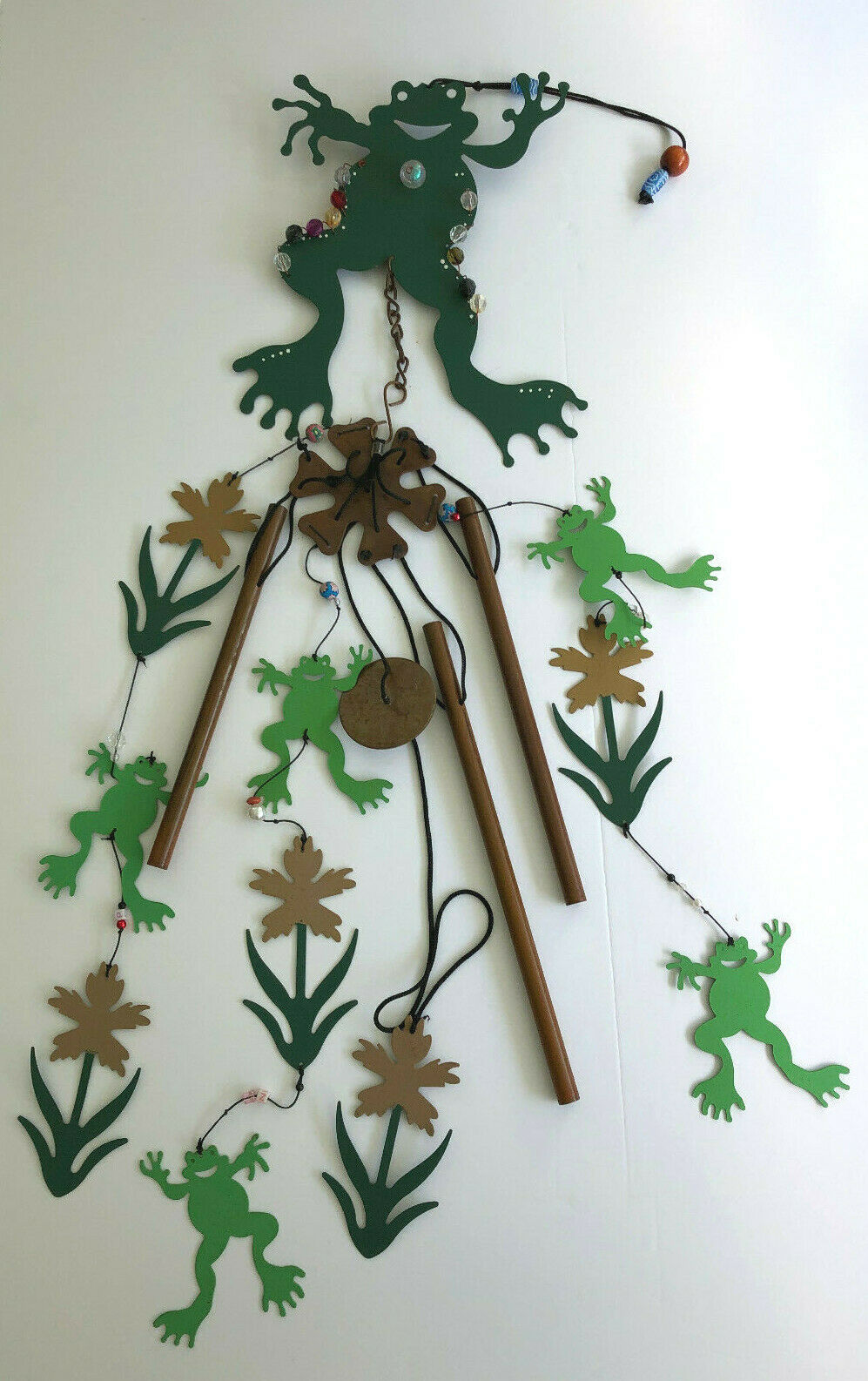 40" Frog Jeweled Windchime Mobile * Nwt * Frogs & Flowers