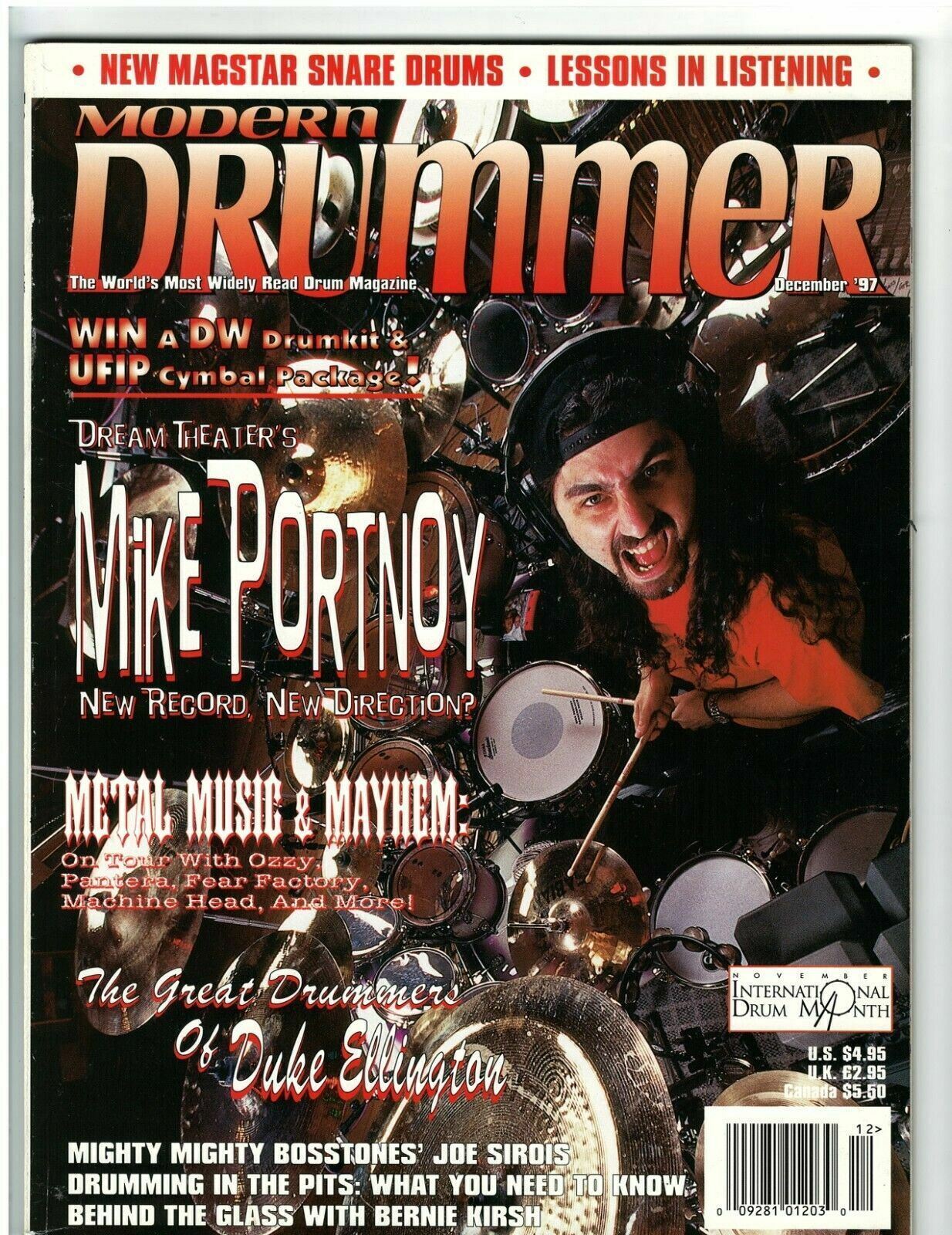 Modern Drummer Magazine December 1997 Mike Portnoy Dream Theatre Joe Sirois Duke