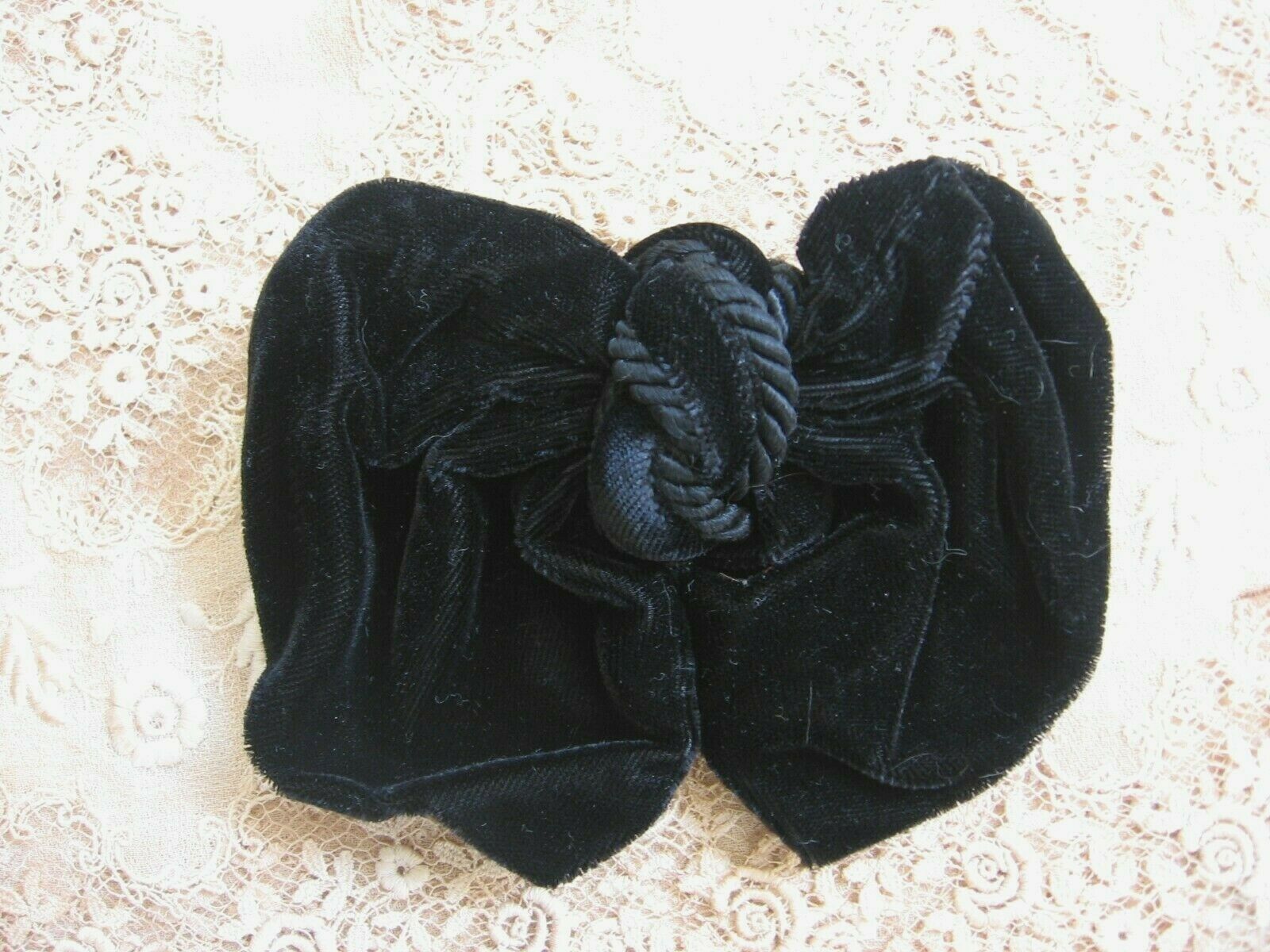 Over Sized Vintage 1980 Black Velvet Barrette French Clip-made In France