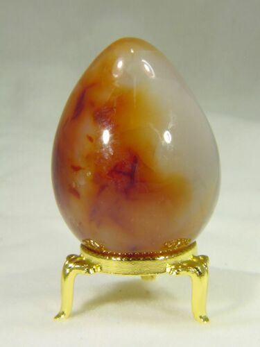 Butw Carnelian Agate 58mm X 44mm Egg Lapidary Gemstone With Stand 6459d