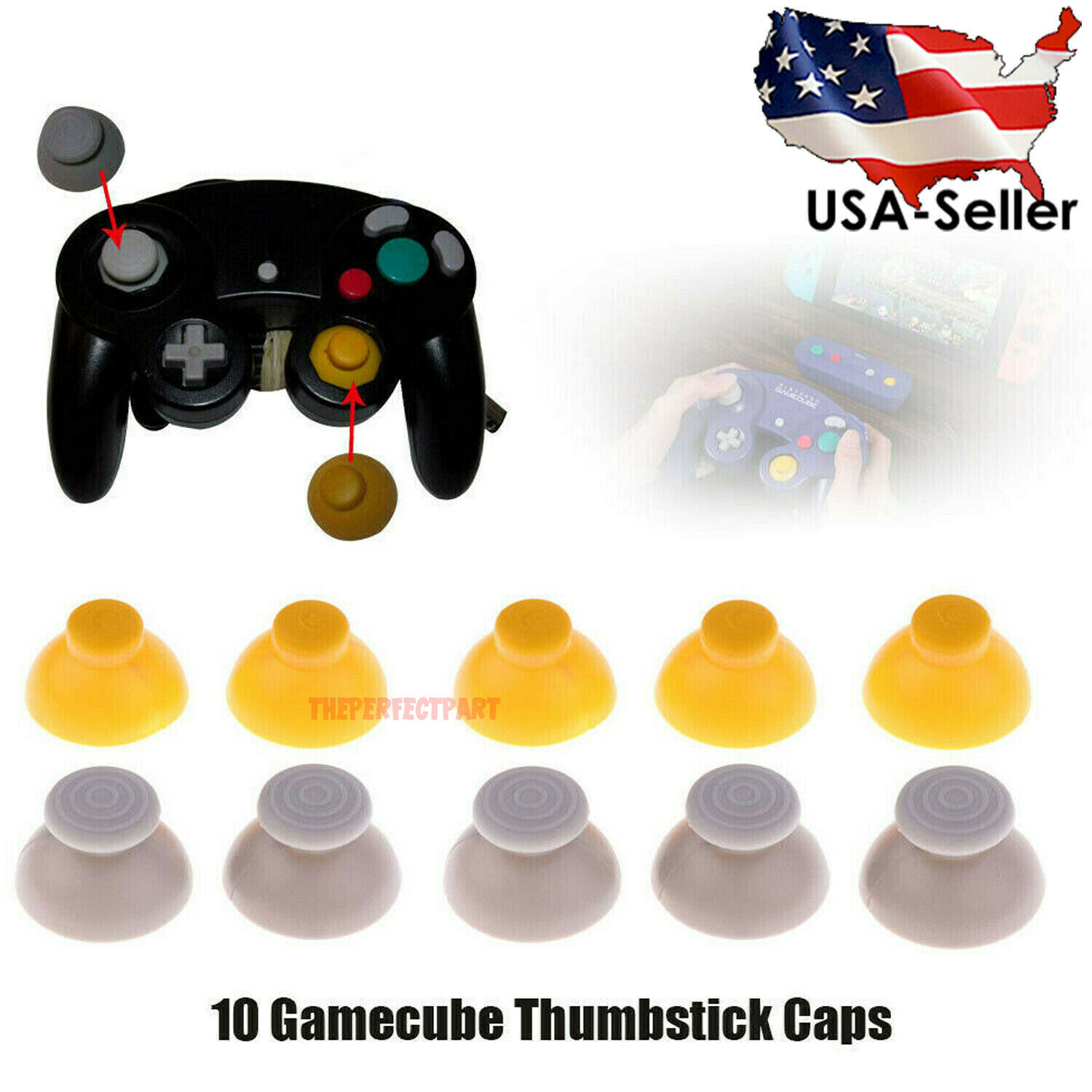 For 10 Gamecube Thumbstick Caps Replacement Controller Joystick Rubber - 5 Sets