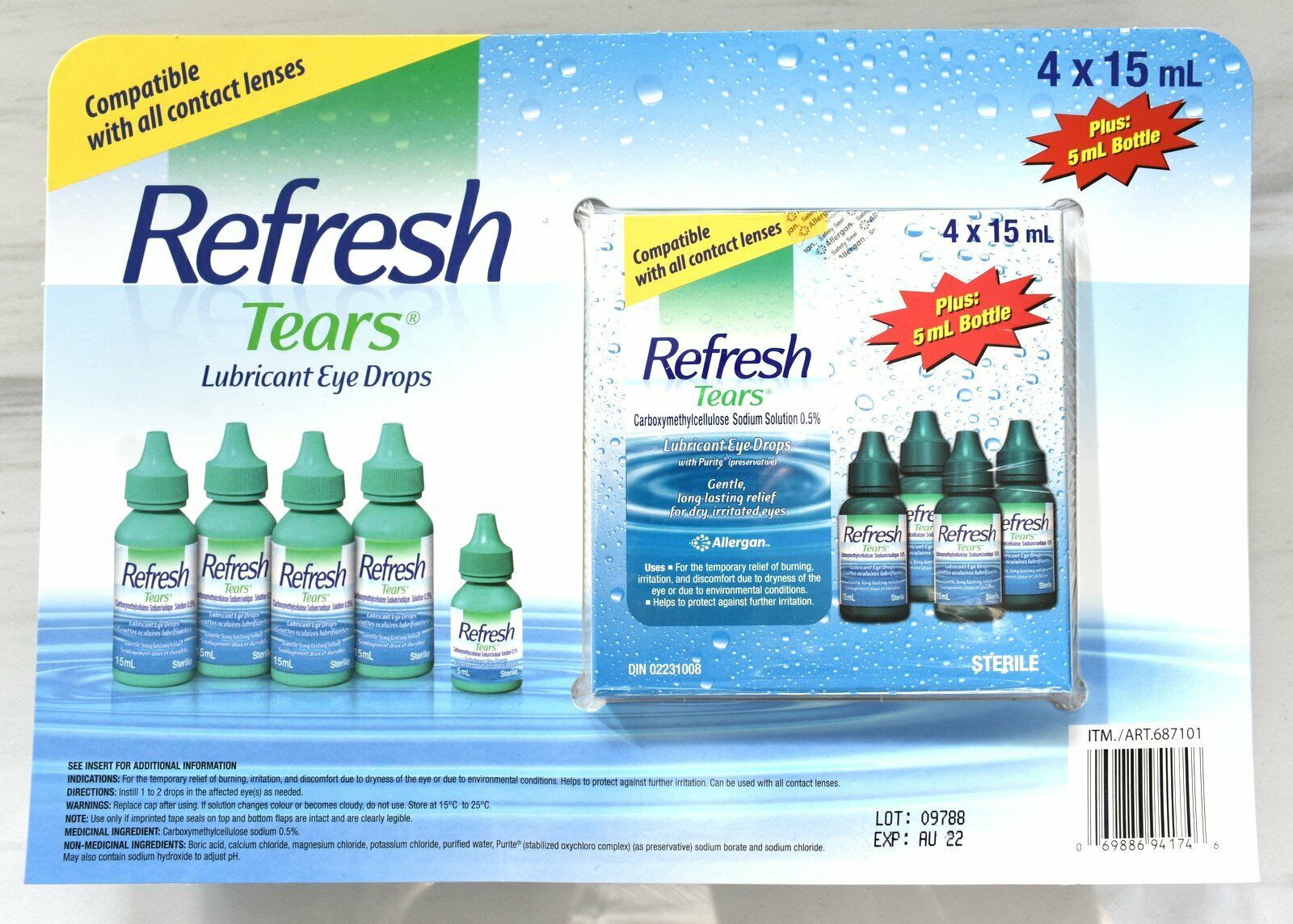 Refresh Tears Lubricant Eye Drops 4+1 Bonus, 65 Ml/per Pack, Exp Aug 2023
