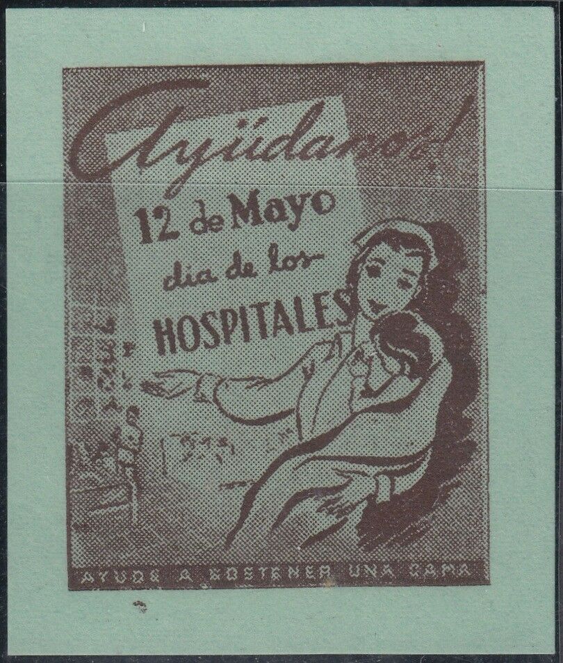 VI-159 ANTILLES CINDERELLA 1952 9 CASTAÑO S PAPEL VERDE DIA HOSPITALES HOSPITAL