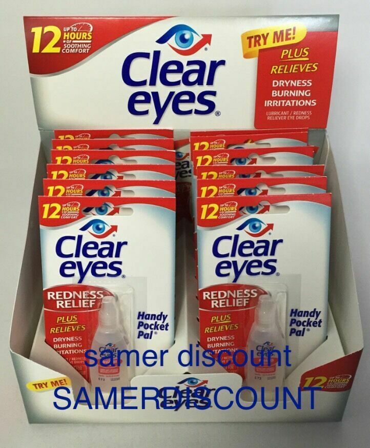 12 Pack Of Clear Eyes  Drops Redness Relief 0.2 Oz.6 Ml Exp (2022)up To 12 Hours