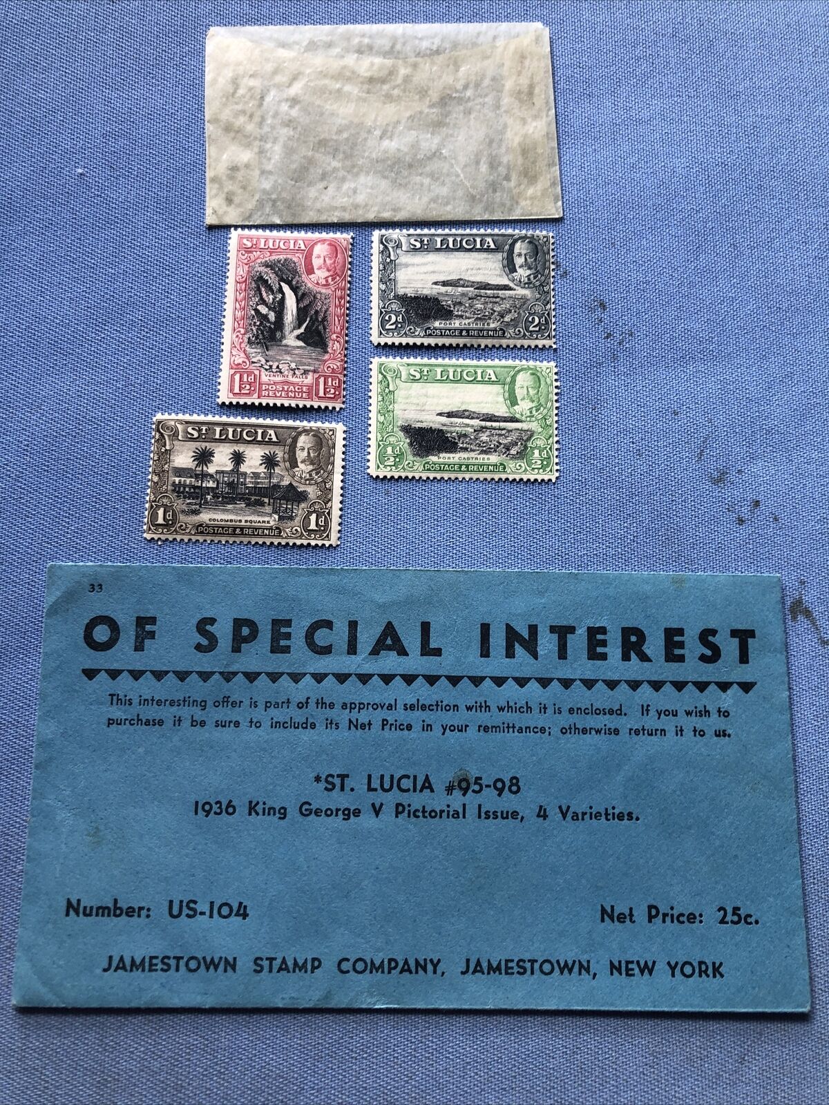 1936 St Lucia King George V Stamps (4) In Original Package