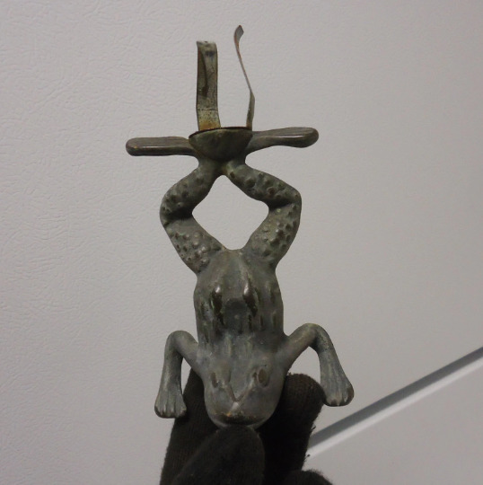Vintage Frog Metal Sculpture Rain Gauge Holder Stand Made By Springfield