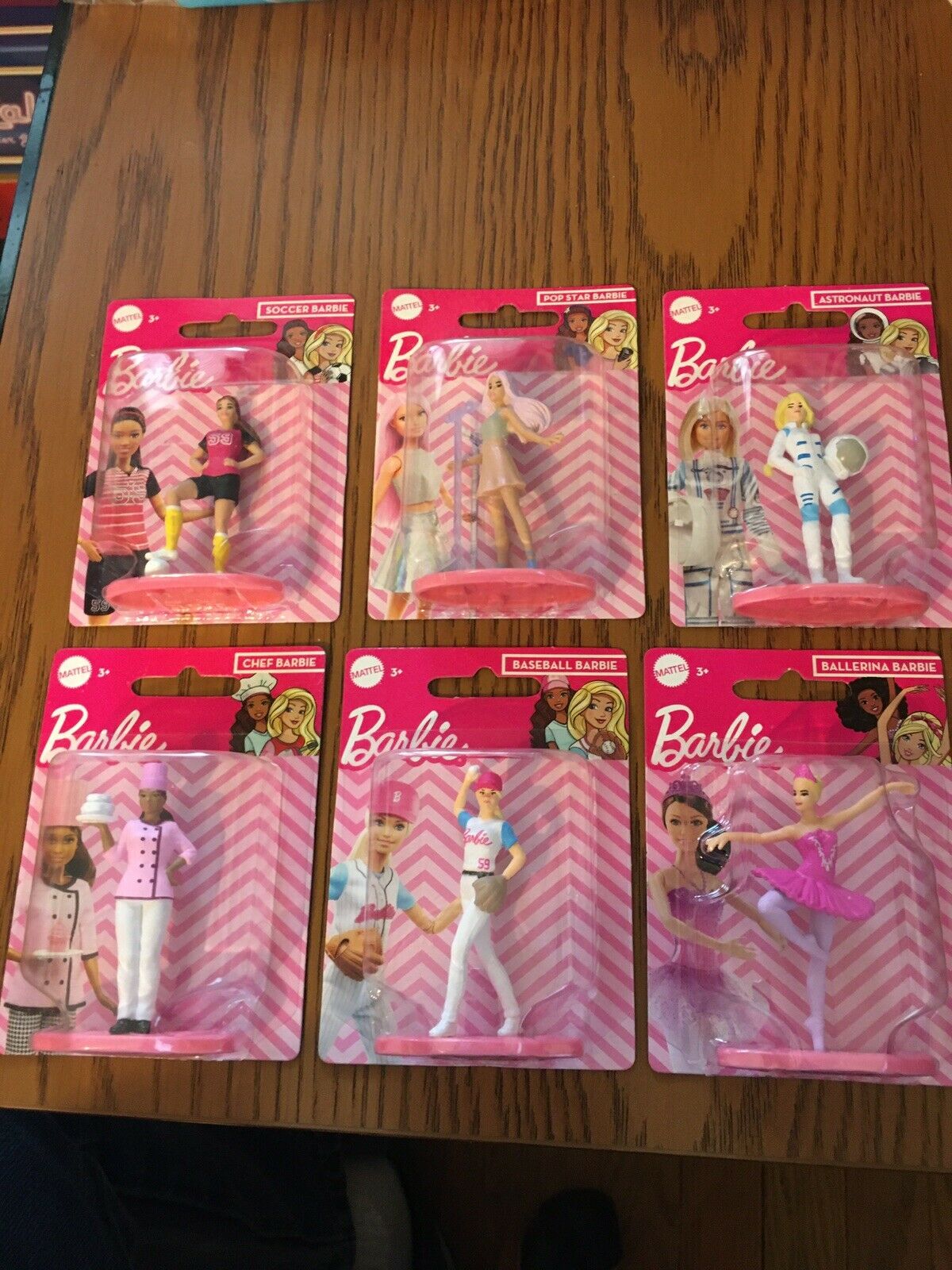 Lot of 6 Barbie Mini Figures Baseball,Soccer,Astronaut,Chef,Pop Star,Ballerina !