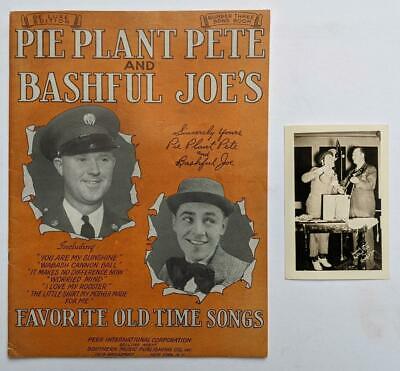 C 1940s Country Radio Duo, Pie Plant Pete & Bashful Joe S Song Book W Postcard