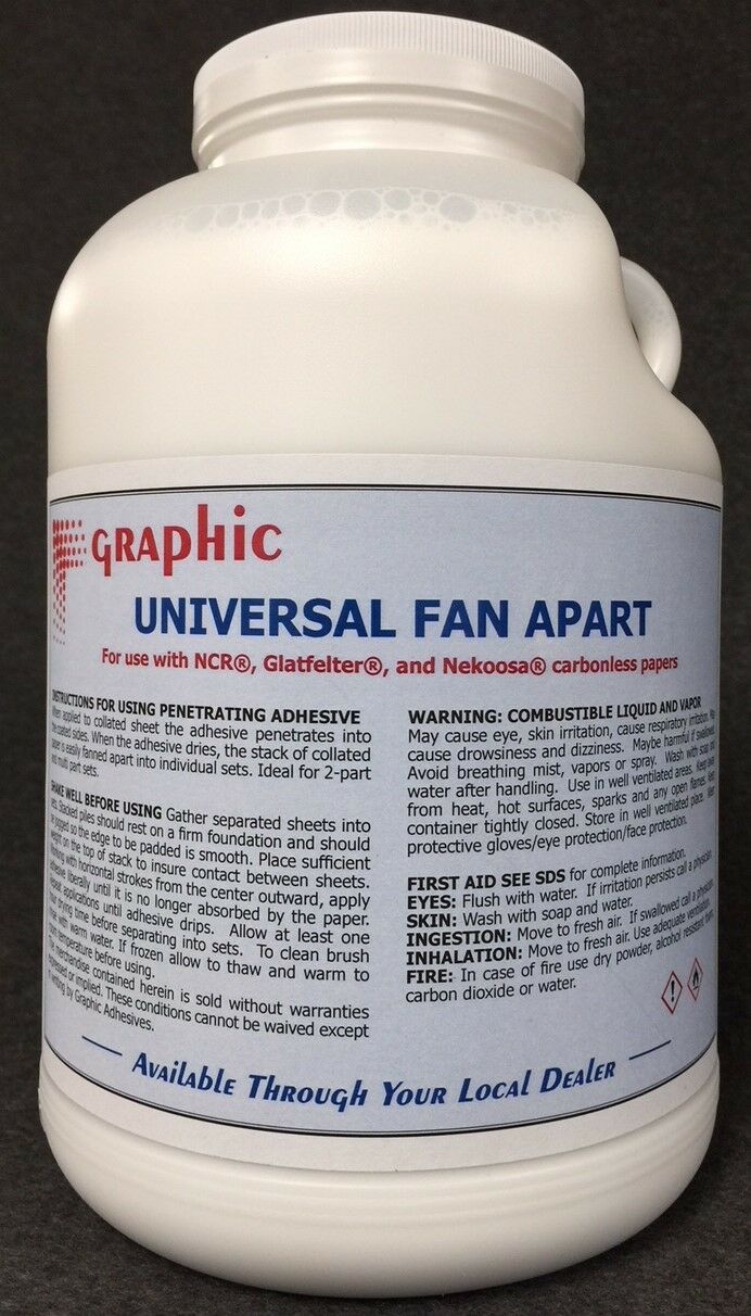 Fan Apart Padding Compound Adhesive Glue For Carbonless Papers New 1 Gallon