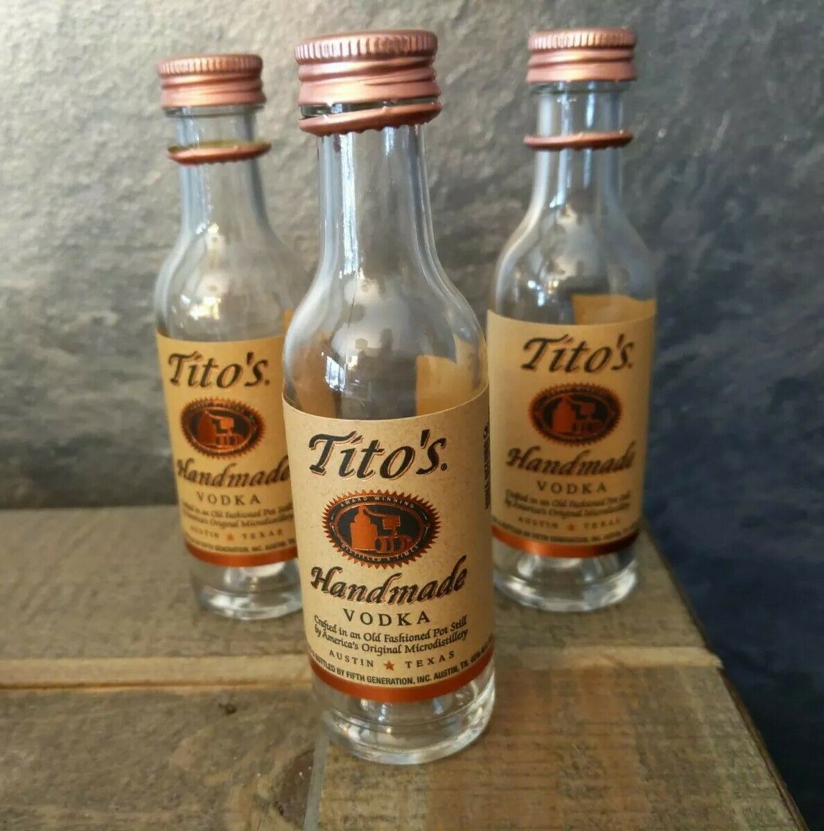 Tito's Vodka Set Of 3 Miniature 50ml Empty Bottles With Caps