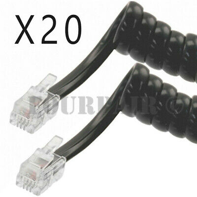 20 Pack Lot - 15ft Telephone Handset Receiver Cord Phone Coil Cable 4P4C - Black