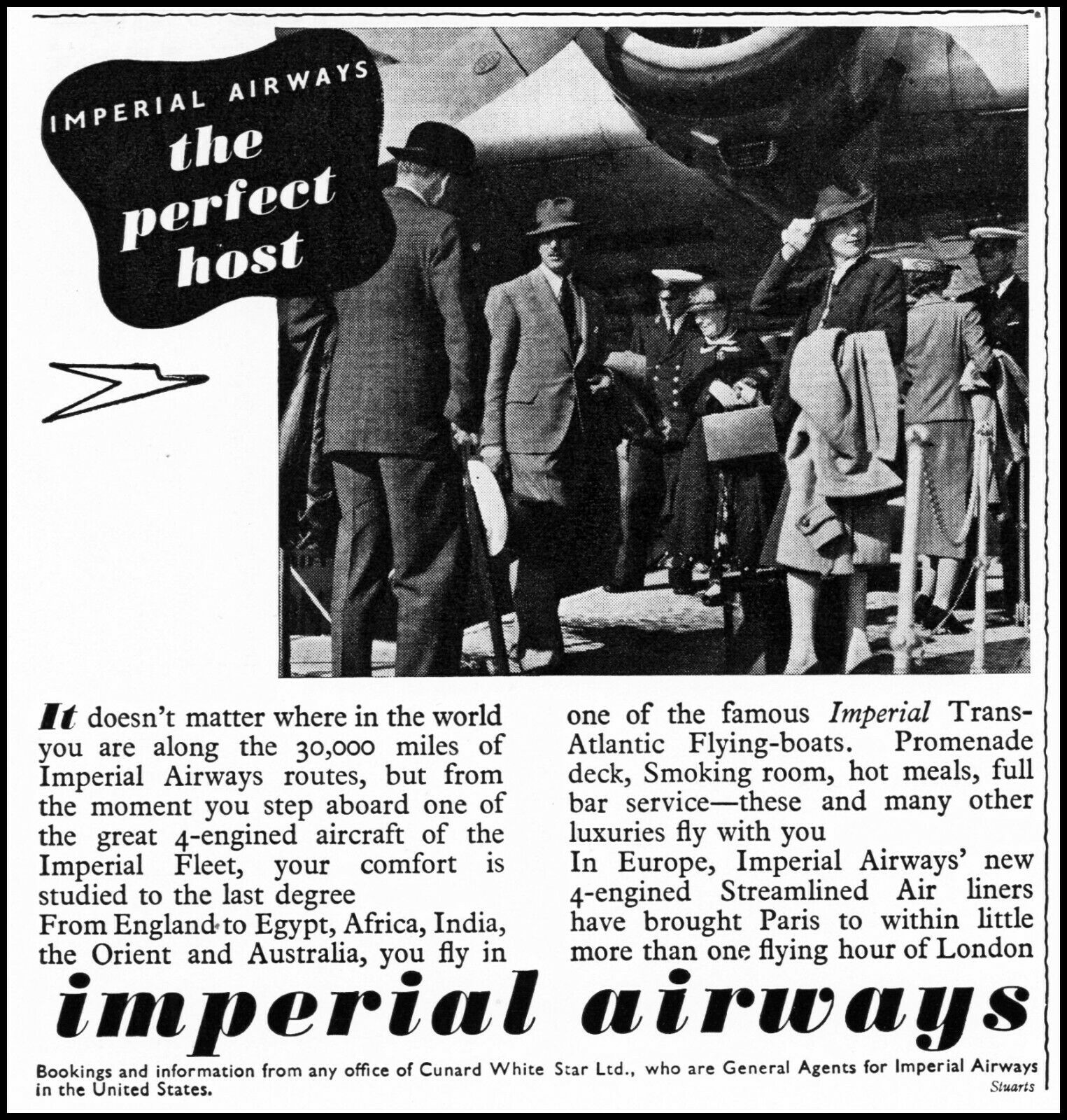 1939 Imperial Airways Trans-atlantic Streamlined Flyer Vintage Photo Print Ad S7