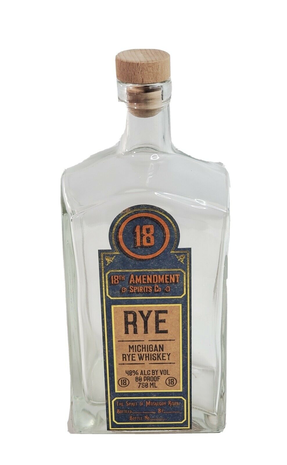 18th Amendment Empty Bottle Rye Whiskey Muskegon Michigan 750ml Clear Glass
