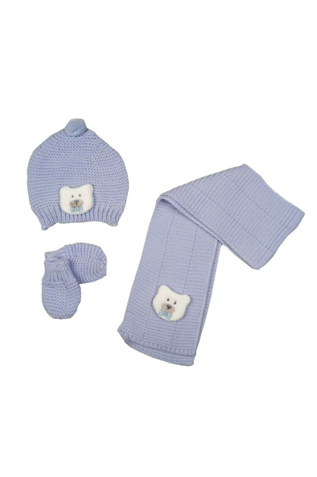 Baby Kids Winter 3 Pcs Knitted Scarf Beanie Gloves Set Warm Skullies Cap & Scarf