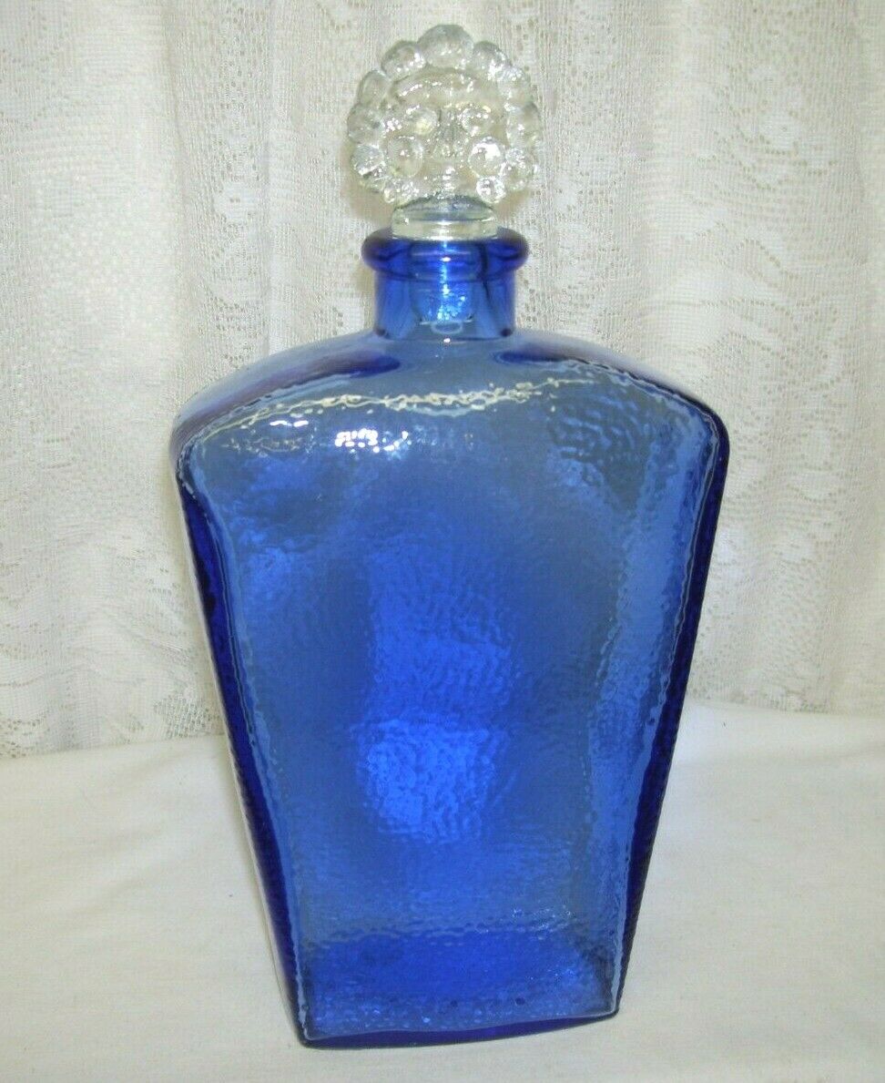 Cobalt Blue Decanter with Crystal Stopper  Empty