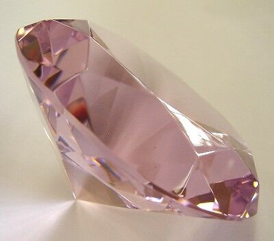 80mm Feng Shui Pink Diamond Shape Crystal Paperweight