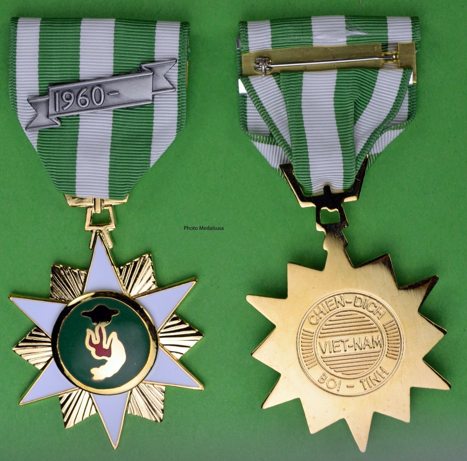South Vietnam Campaign Medal - Made In Usa Full Size - Vcm Domed