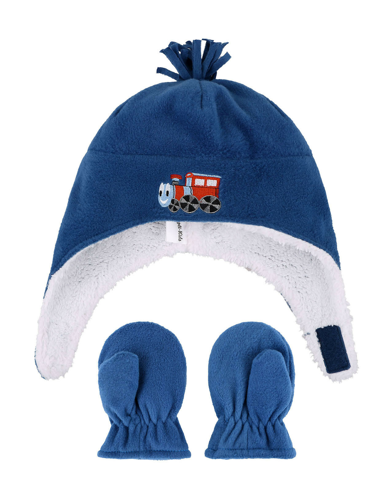 Kids Winter Warm Sherpa Fleece Lined Earflap Hat Beanie Gloves Mittens 2 Pcs Set