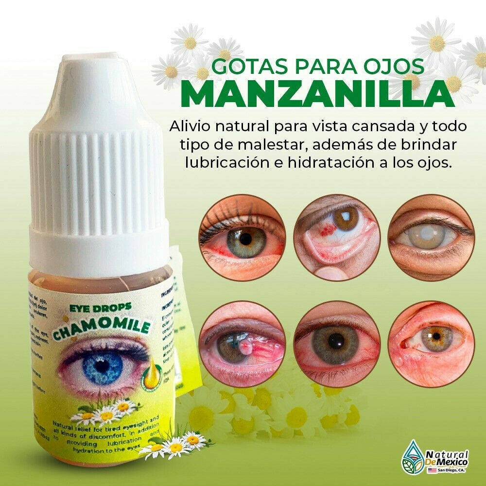Natural Gotas para Ojos de Manzanilla Limpia y Cura Organic Vegetarian Veggie