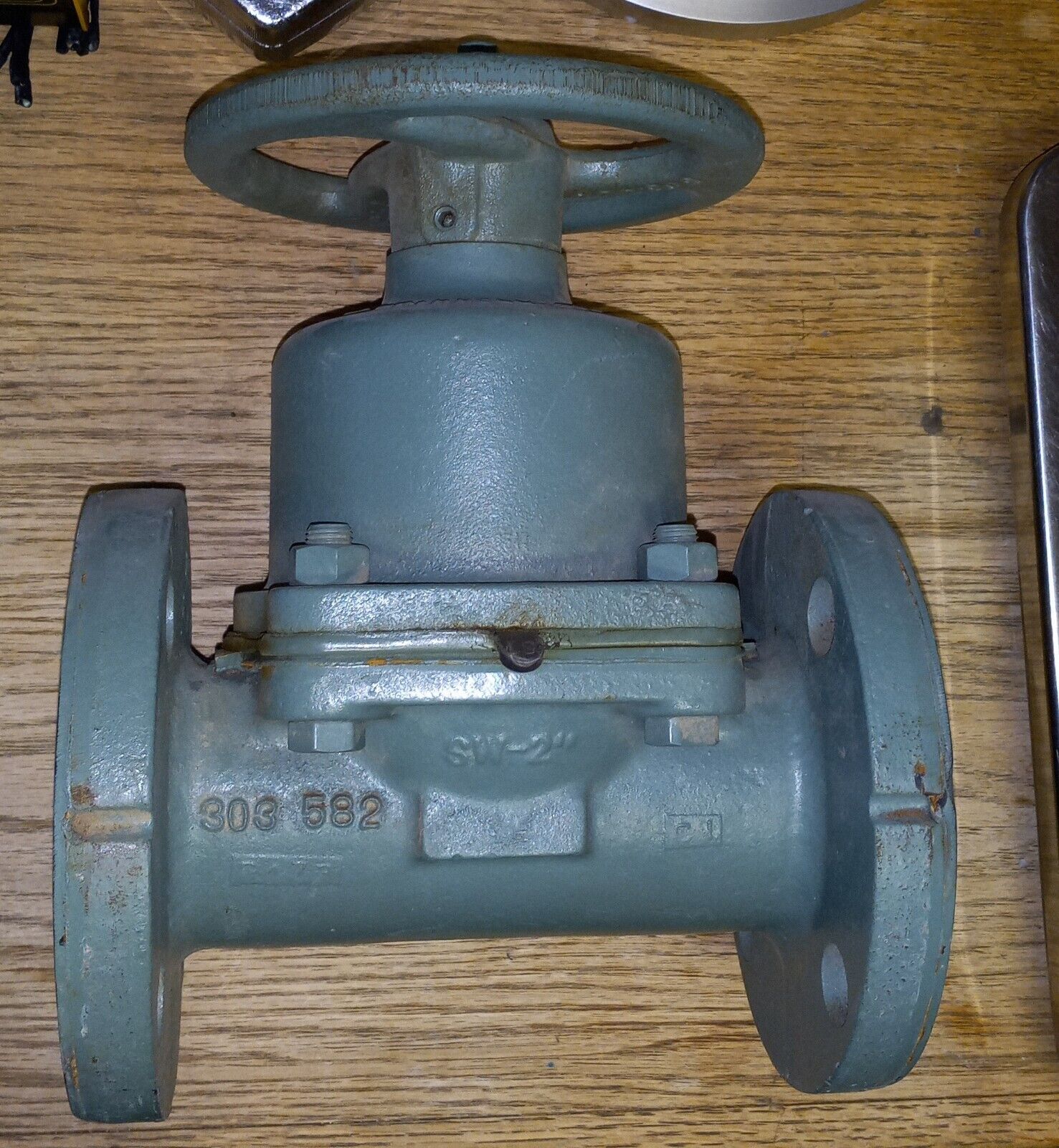 Straight Diaphragm Valve Soft Rubber Lined Itt Grinnell 2" Ff Flanged Cast Iron