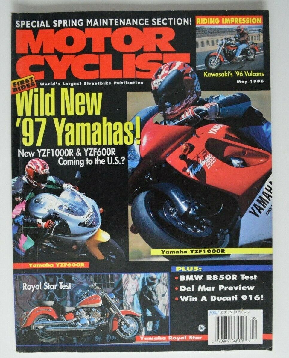 Motor Cyclist May 1996 Bmw R850r Yamaha Royal Star Yzf600r Yzf1000r Kawasaki