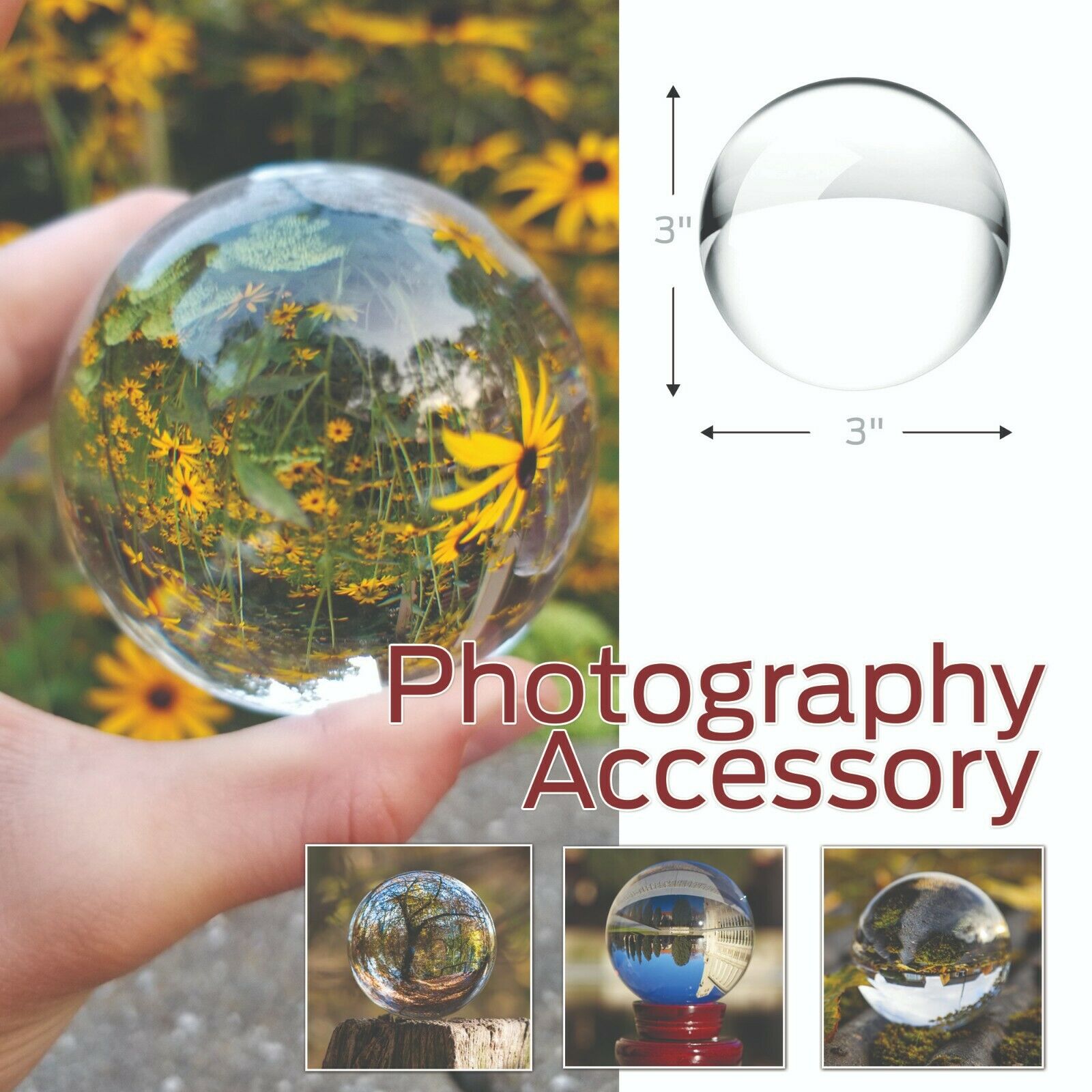 50 Crystal Ball Sphere For Photography With Microfiber Cleaning Cloth