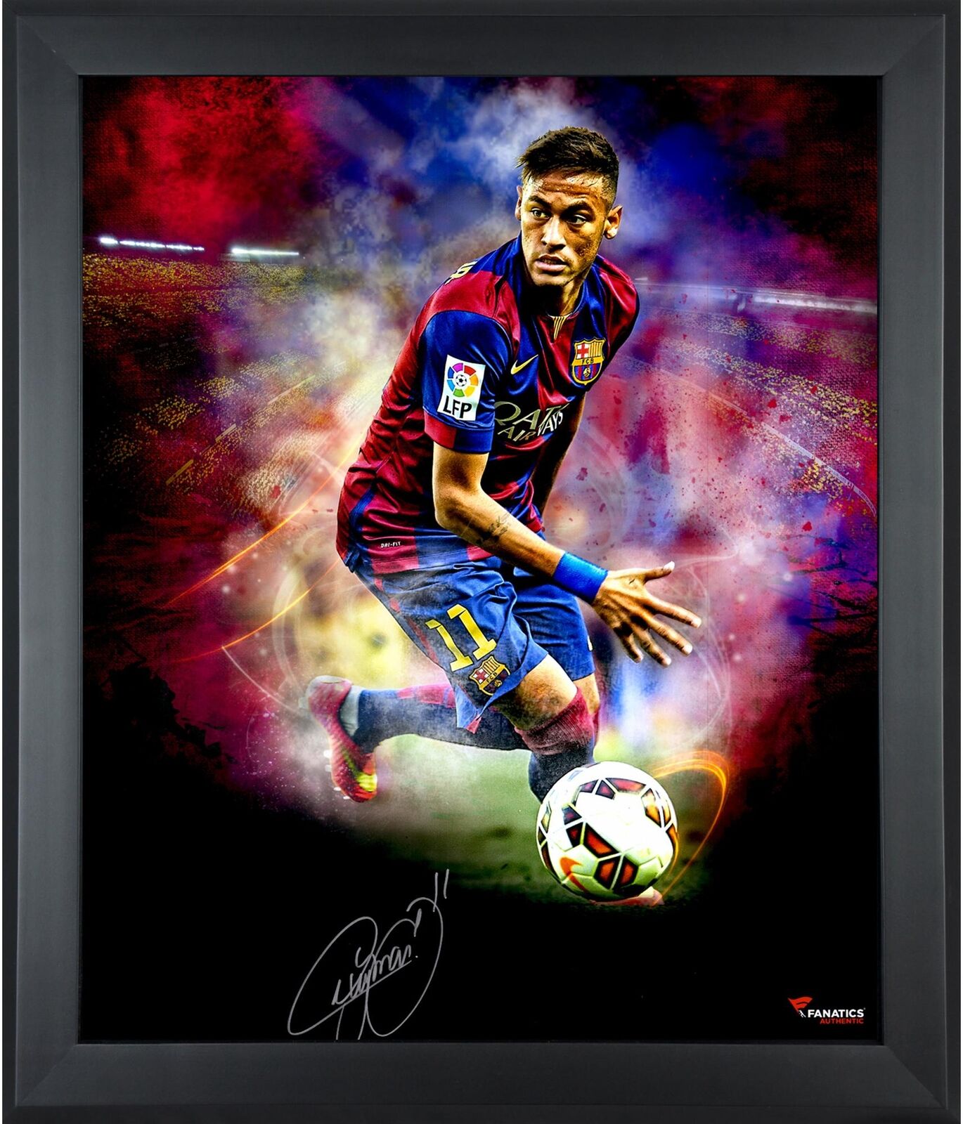 Neymar FC Barcelona Framed Autographed 20'' x 24'' In Focus Photograph