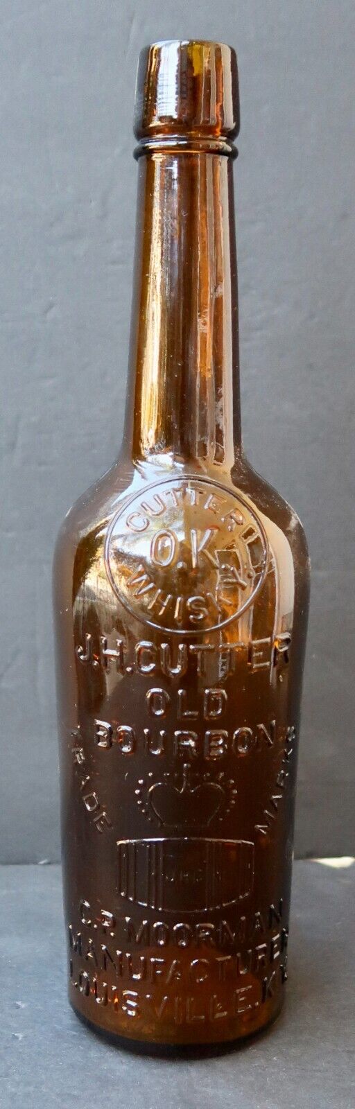 Antique Glass Bottle - Embossed Bourbon Cutter O.K. Whiskey J. H. Cutter