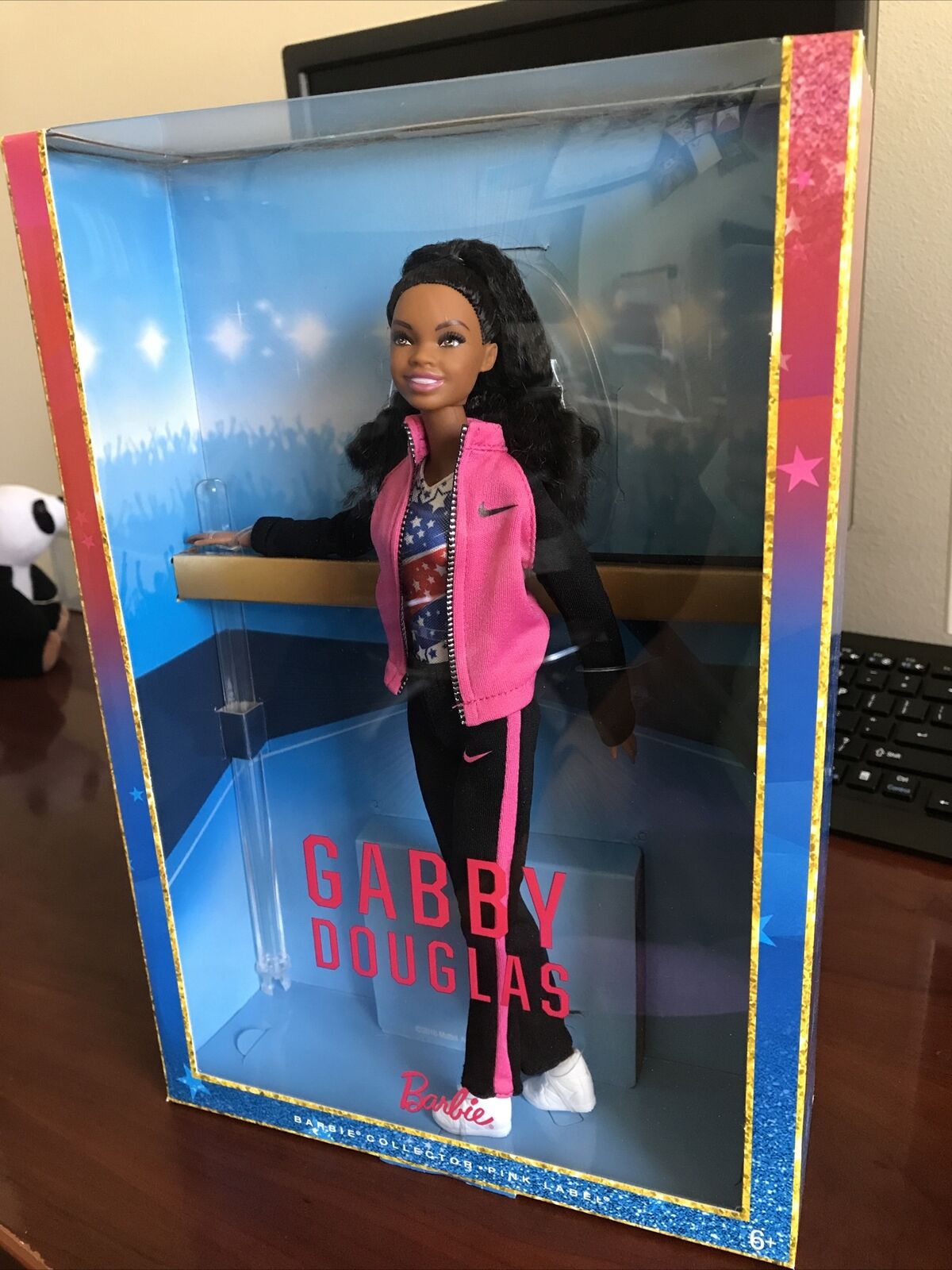 Gabby Douglas Barbie Doll 2016 Pink Label Mattel Gymnastics Decor Collector